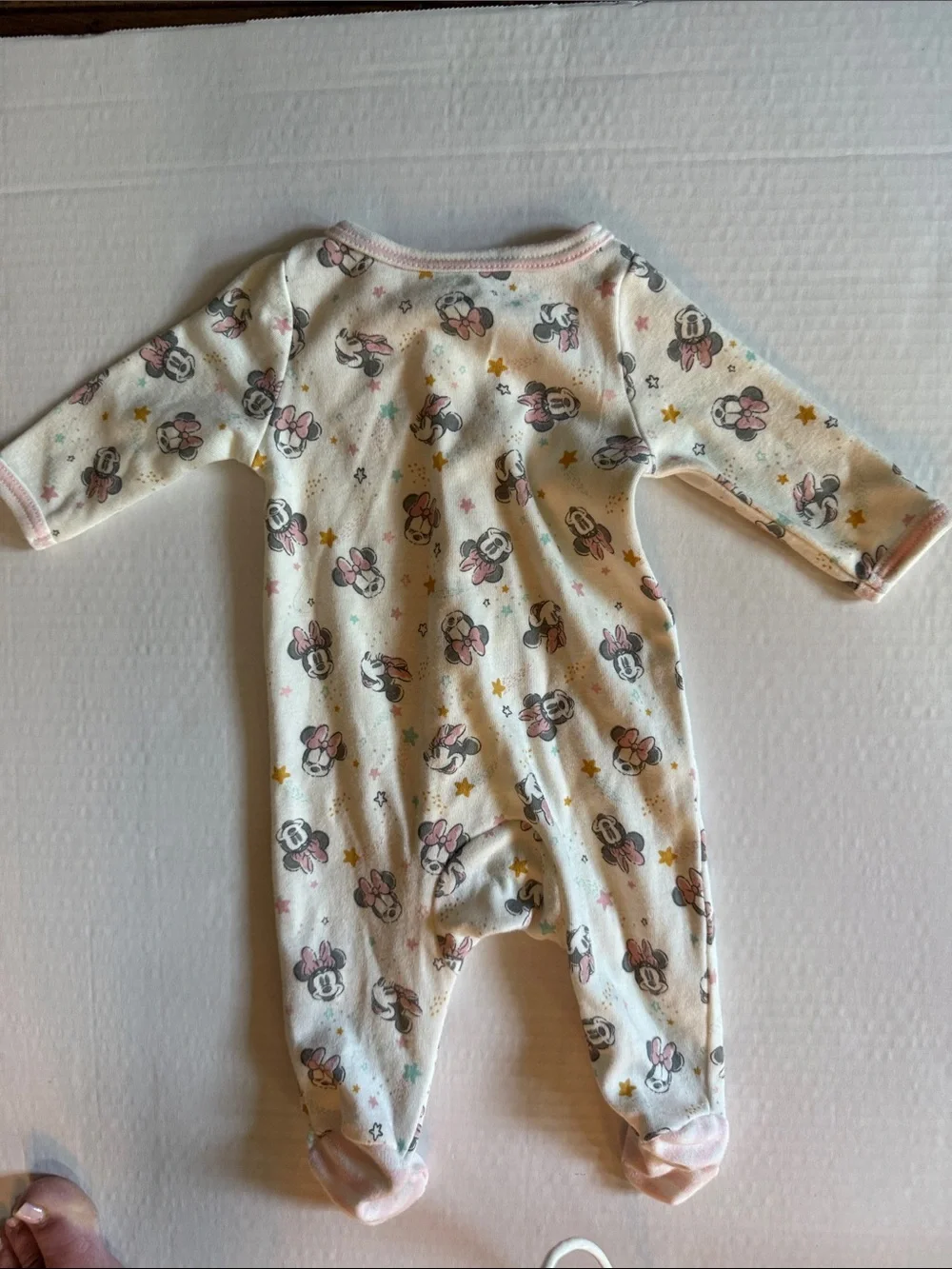 Disney Cream and Pink Minnie Mouse Footed One-Piece
